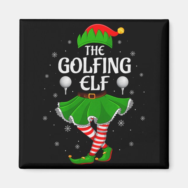 Golfing Elf Christmas Family Girls Women Elf Squad Magnet (Vorne)