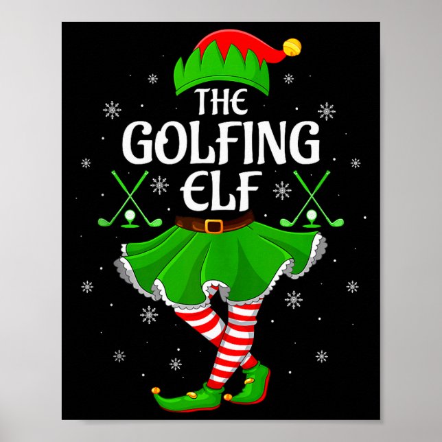 Golfing Elf Christmas Girls Women Elf Squad Xmas F Poster (Vorne)