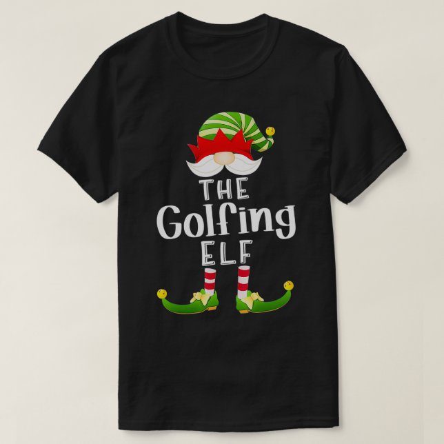 Golfing Elf Group Weihnachten Funny Pajama Party T-Shirt (Design vorne)