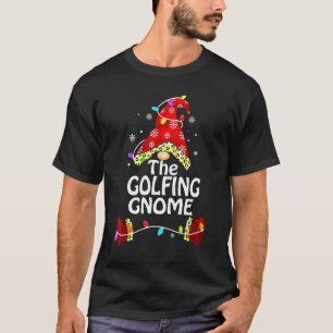 Golfing Gnome Buffalo Kariert Matching Weihnachten T-Shirt