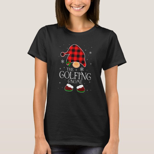 Golfing Gnome Buffalo Plaid Matching Family Christ T-Shirt (Vorderseite)