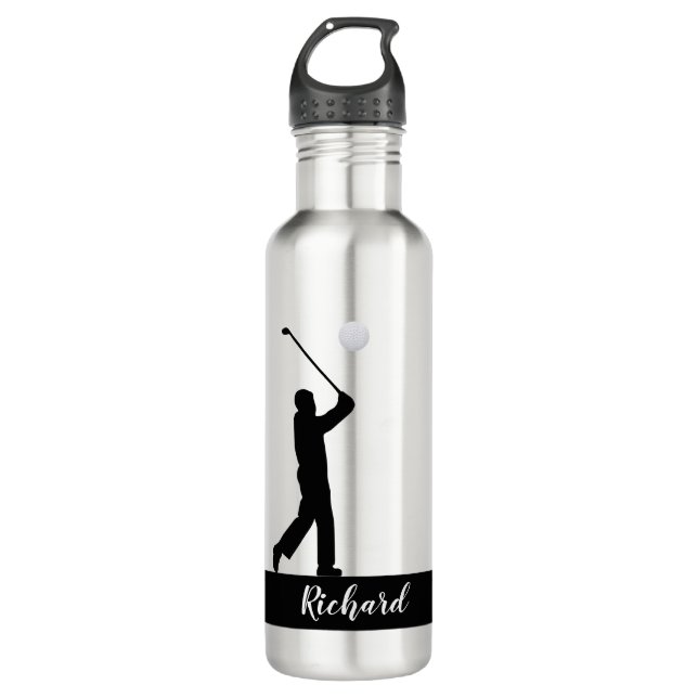 Golfing Golfer Personalisiert Edelstahlflasche (Vorderseite)
