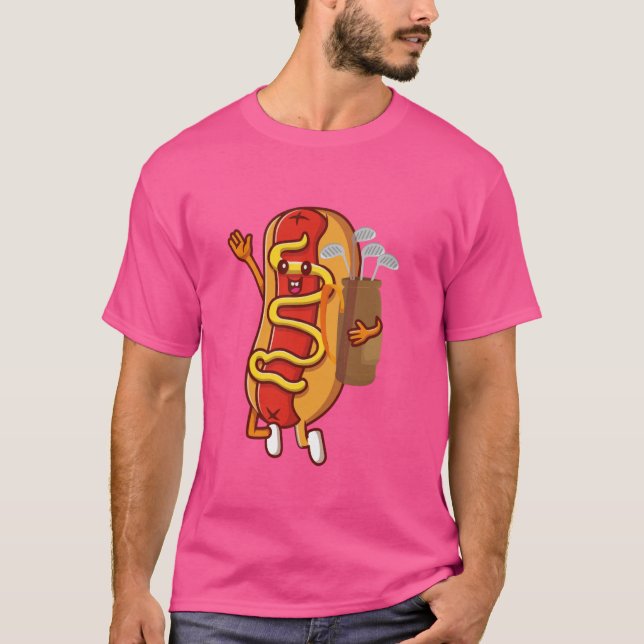 Golfing Hot Dog Funny T-Shirt mit sarkastischem Sp (Vorderseite)
