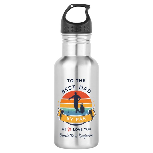 Golfing Lover Vater Vatertag Retro Name Custom Edelstahlflasche (Vorderseite)