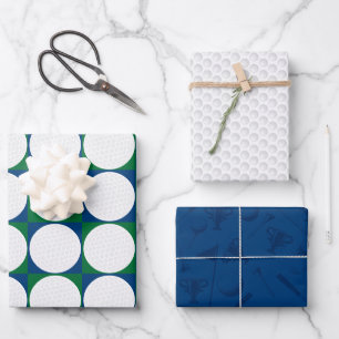 Golfing Patterns Balls T-Shirts Clubs Fahnen Moder Geschenkpapier Set