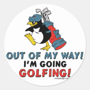 Golfing Penguin Runder Aufkleber