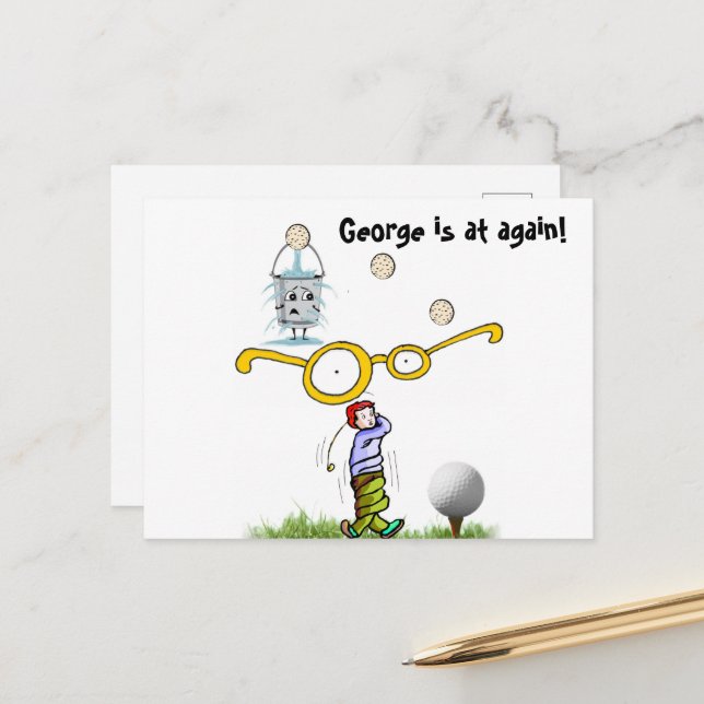 Golfing Postcard Postkarte (Vorderseite/Rückseite Beispiel)