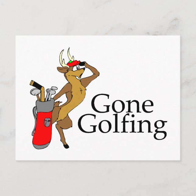 Golfing Reindeer Postkarte (Vorderseite)