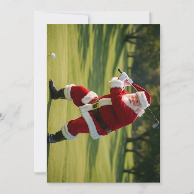 Golfing Santa Feiertagskarte (Vorderseite)