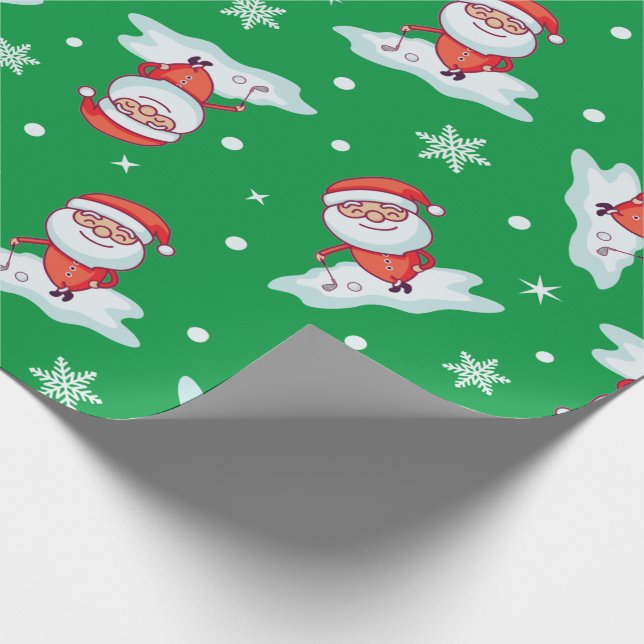 Golfing Santa Geschenkpapier (Ecke)