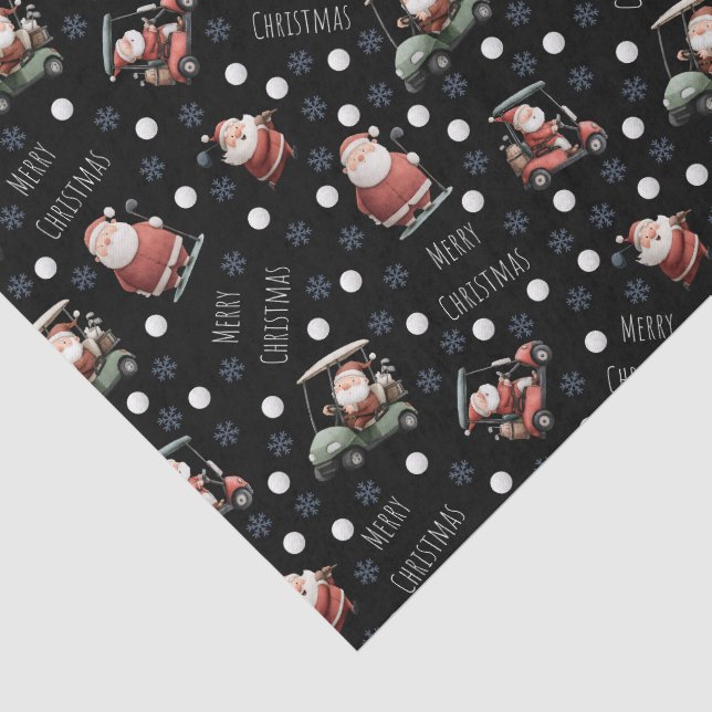 Golfing Santa on Black Seidenpapier (Ausschnitt)