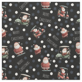 Golfing Santa on Black Stoff