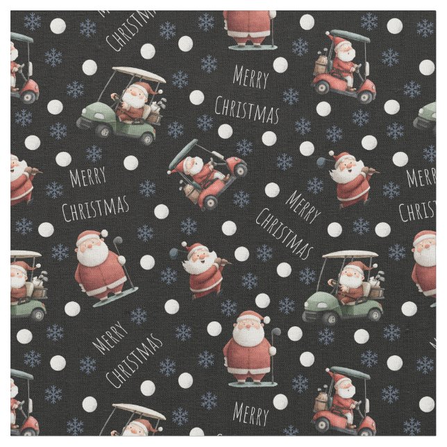 Golfing Santa on Black Stoff (Nahaufnahme)