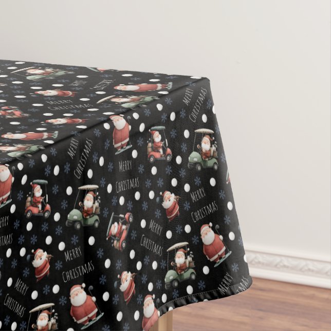 Golfing Santa on Black Tischdecke (Beispiel)