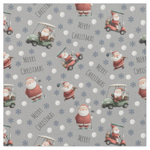 Golfing Santa on Gray Stoff