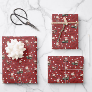 Golfing Santa on Red Geschenkpapier Set