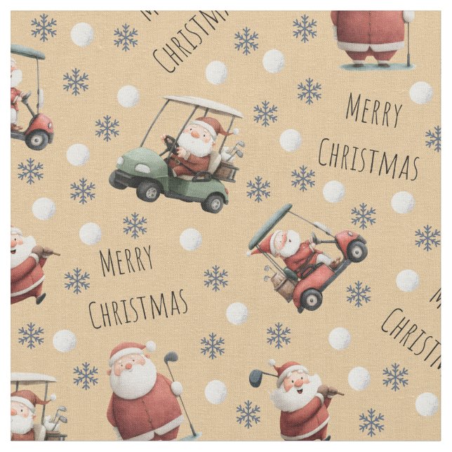 Golfing Santa on Sand Stoff (Nahaufnahme)