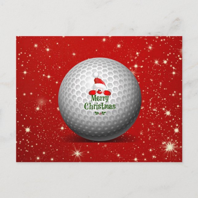 Golfing Santa, skurriles Weihnachtsdesign Postkarte (Vorderseite)
