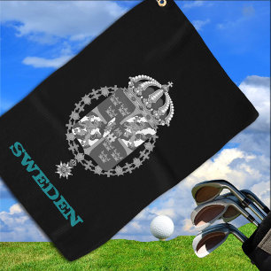 Golfing Schweden & Schwedisches Wappen / Flagge Golfhandtuch