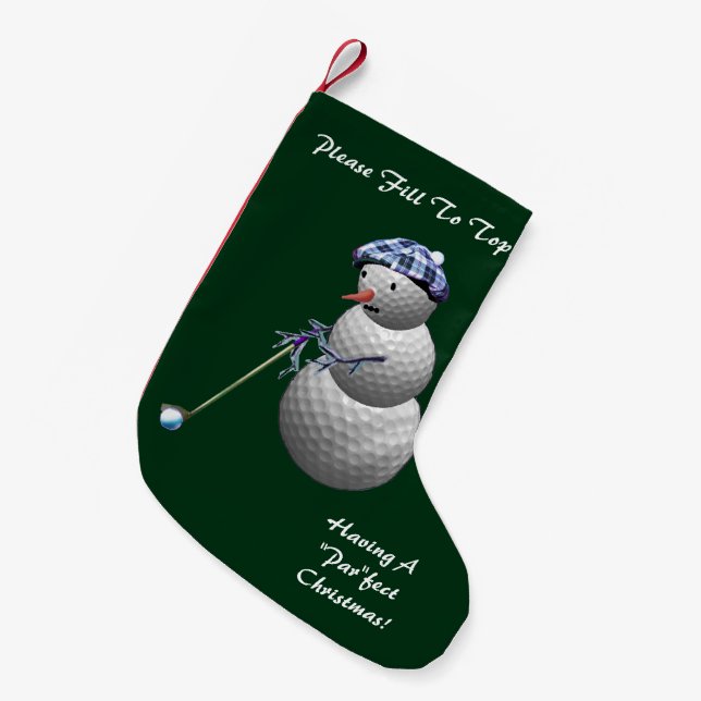 Golfing Snowman Weihnachten Kleiner Weihnachtsstrumpf (Vorderansicht (hängend))