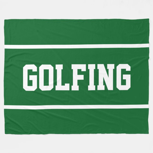 GOLFING Sportlich Weiße Textstreifen auf Waldgrün Fleecedecke (Vorderseite (Horizontal))