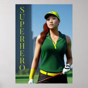 Golfing Superhero Poster