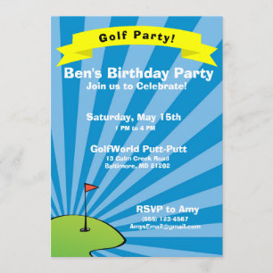 Golfing Themed Geburtstagsparty Einladung