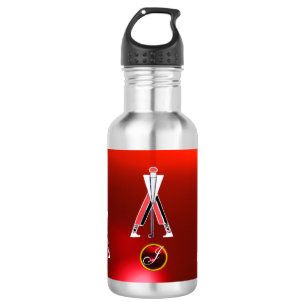 GOLFINSTRUKTOR ROT RUBIN MONOGRAMM EDELSTAHLFLASCHE