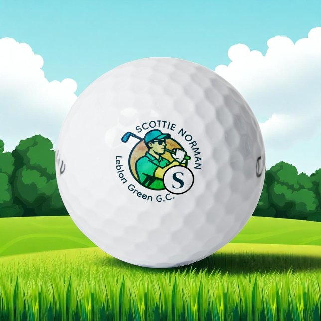 Golfklub Name Modern Mit Monogramm Golfball (Von Creator hochgeladen)