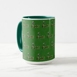 Golfklubs auf grünem Denim, Tasse