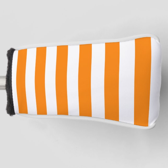 Golfkopfabdeckung Orange & Weiß gestreift Golf Headcover (Vorderseite)