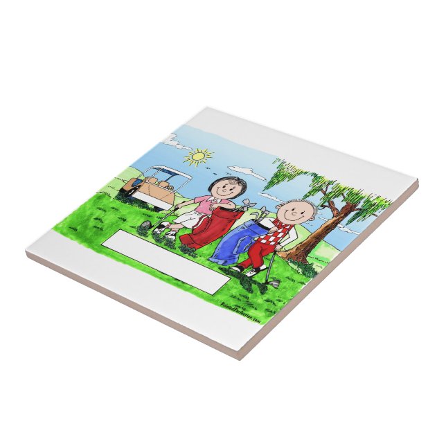 Golfkuppel - Personalisierter Cartoon Fliese (Seite)