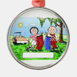 Golfkuppel - Personalisierter Cartoon Silbernes Ornament
