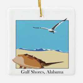 Golfküste, AL Horseshoe Crab Sea Gull Strand Keramikornament