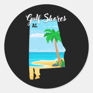 Golfküste Al Vintag Orange Beach Alabyma Trip V Runder Aufkleber
