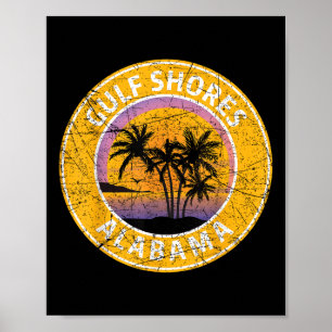 Golfküste Alabama Al Vintage Retro 80er Sommer Tr Poster