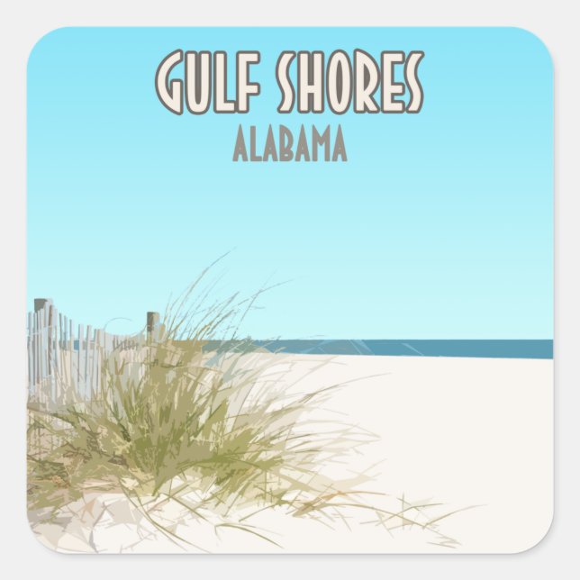 Golfküste Alabama Beach Quadratischer Aufkleber (Vorderseite)