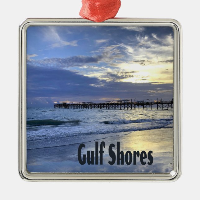 Golfküste Alabama Beach Sunrise Pier Ornament Aus Metall (Vorne)