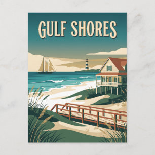 Golfküste Alabama Strand Küsten Vintage Poster Postkarte