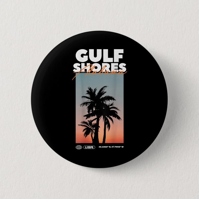 Golfküste - Alabama Summer Palm Vacation Usa Button (Vorderseite)