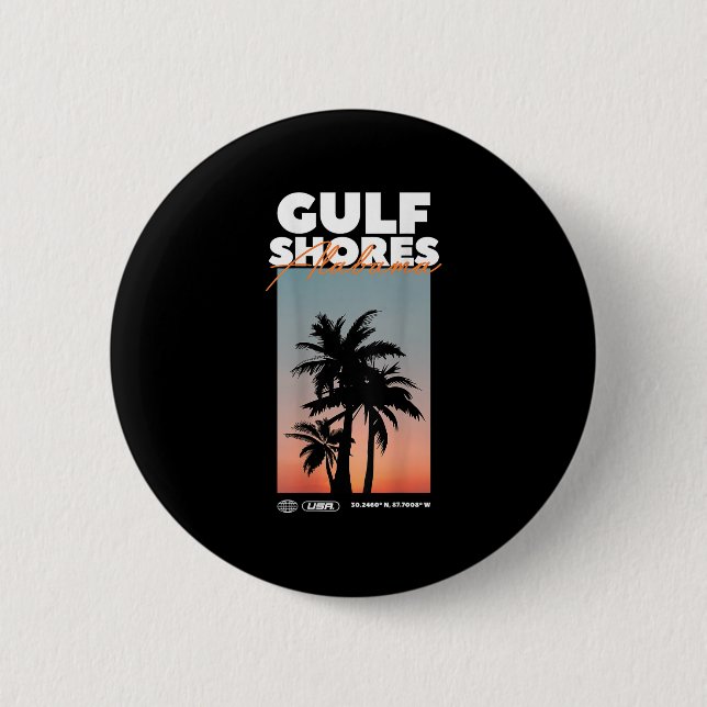 Golfküste - Alabama Summer Palm Vacation Usa Button (Vorderseite)