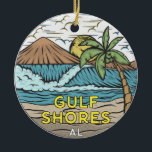 Golfküste Alabama Vintag Keramik Ornament<br><div class="desc">Golfküste handgezeichnete Abbildung mit Bergen und Meereswellen im Hintergrund. Ideal für alle,  die Lieben haben,  die Golfküste zu besuchen.</div>