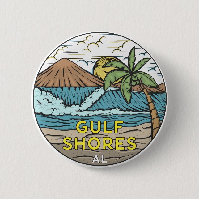 Golfküste Alabama Vintage Button (Vorderseite)