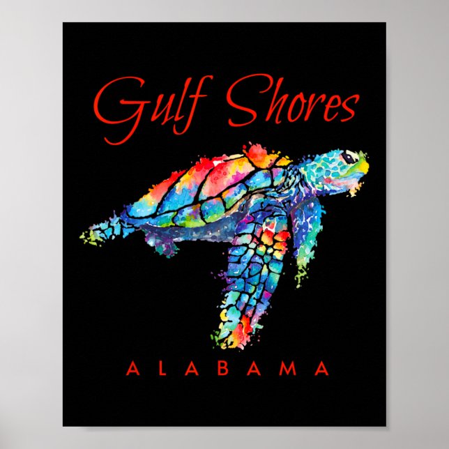 Golfküste Alabama Wasserfarbenschildkröte Poster (Vorne)