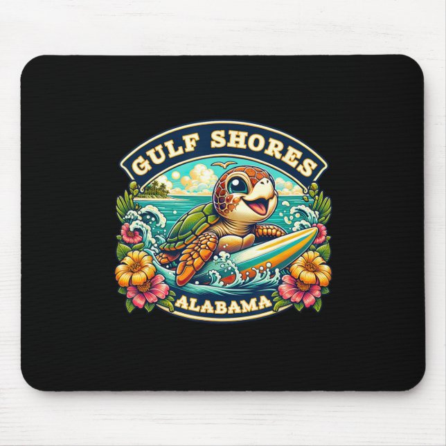 Golfküste Alabyma Niedlich Sea Turtle Surfing Mousepad (Vorne)