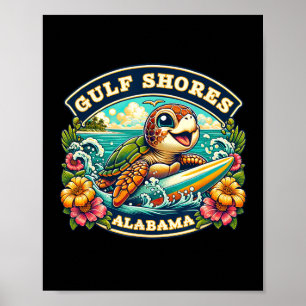 Golfküste Alabyma Niedlich Sea Turtle Surfing Poster