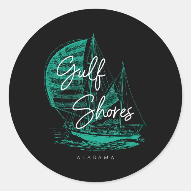 Golfküste Alabyma Sailboat Runder Aufkleber (Vorderseite)