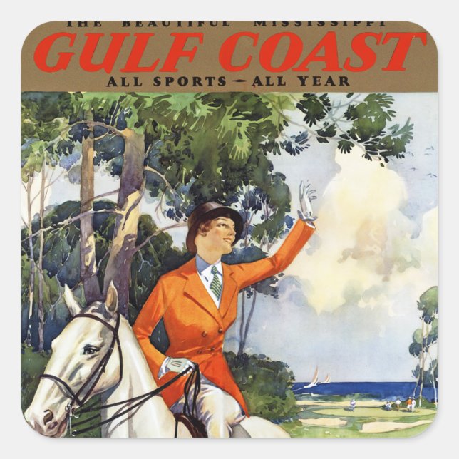 Golfküste Quadratischer Aufkleber (Vorderseite)