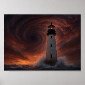Golfküsten-Sturmplakat - Leuchtturm-Hurrikan-Kunst Poster