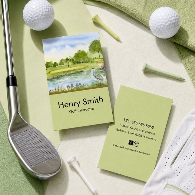Golflehrer Golfplatz mit Reiher  Visitenkarte (Von Creator hochgeladen)